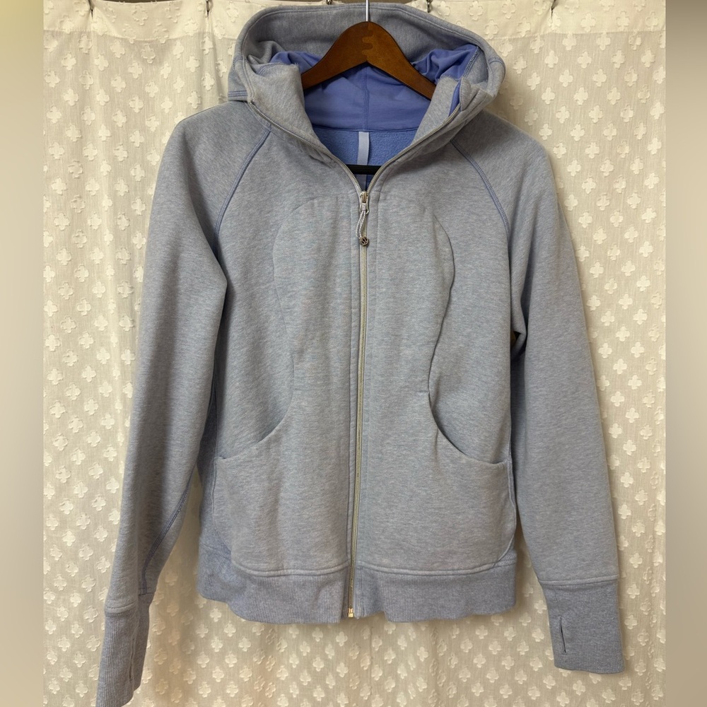 Lululemon Light Blue Scuba Full Zip Fleece Lined Hoodie, No flaws or much wear